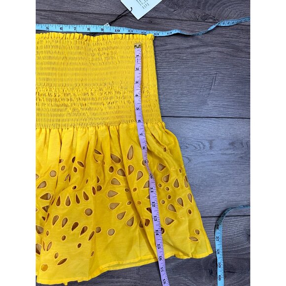 Thakoon Yellow Smocked Eyelet Mini Skirt NWT 2 - Picture 6 of 10